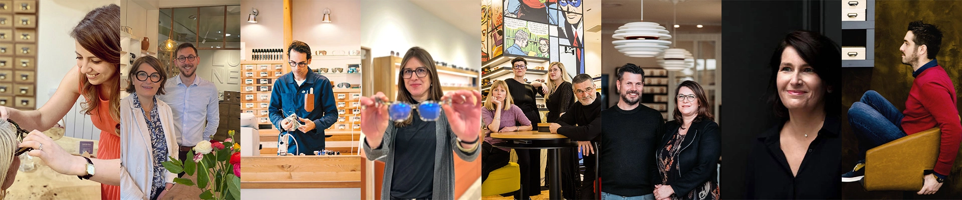 Photo de différents opticiens indépendants du label Eye-Like en France
